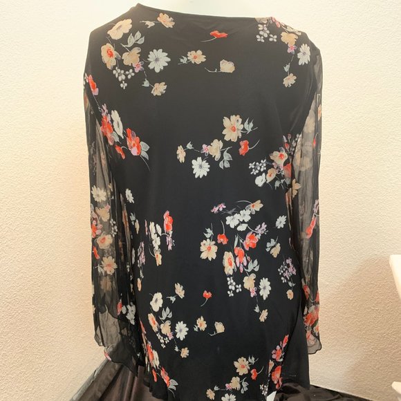 Black crossover bodice top with long sheer sleeves size XL very good condition - Picture 7 of 14